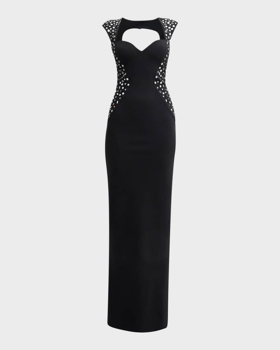 Cutout Embellished Sweetheart Column Gown